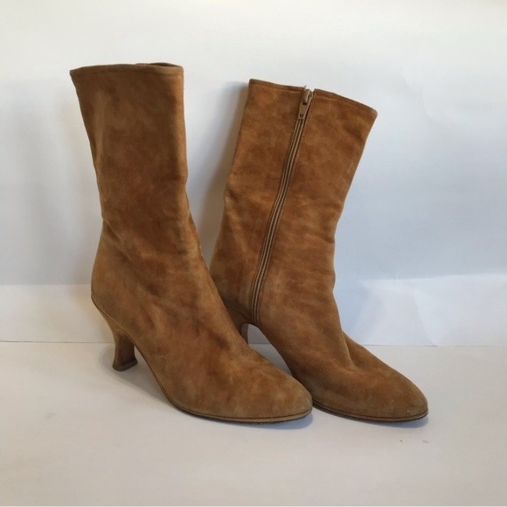 Lerre Tan Leopard Print Mid Calf Boots Leather